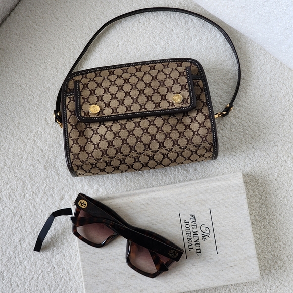 Celine Handbags - Authentic Vintage Celine Triomphe Monogram Brown Shoulder Bag/Handbag/Clutch